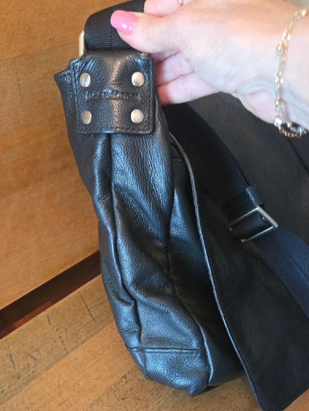 Like New! Jack Georges Black Leather Crossbody Messenger Bag